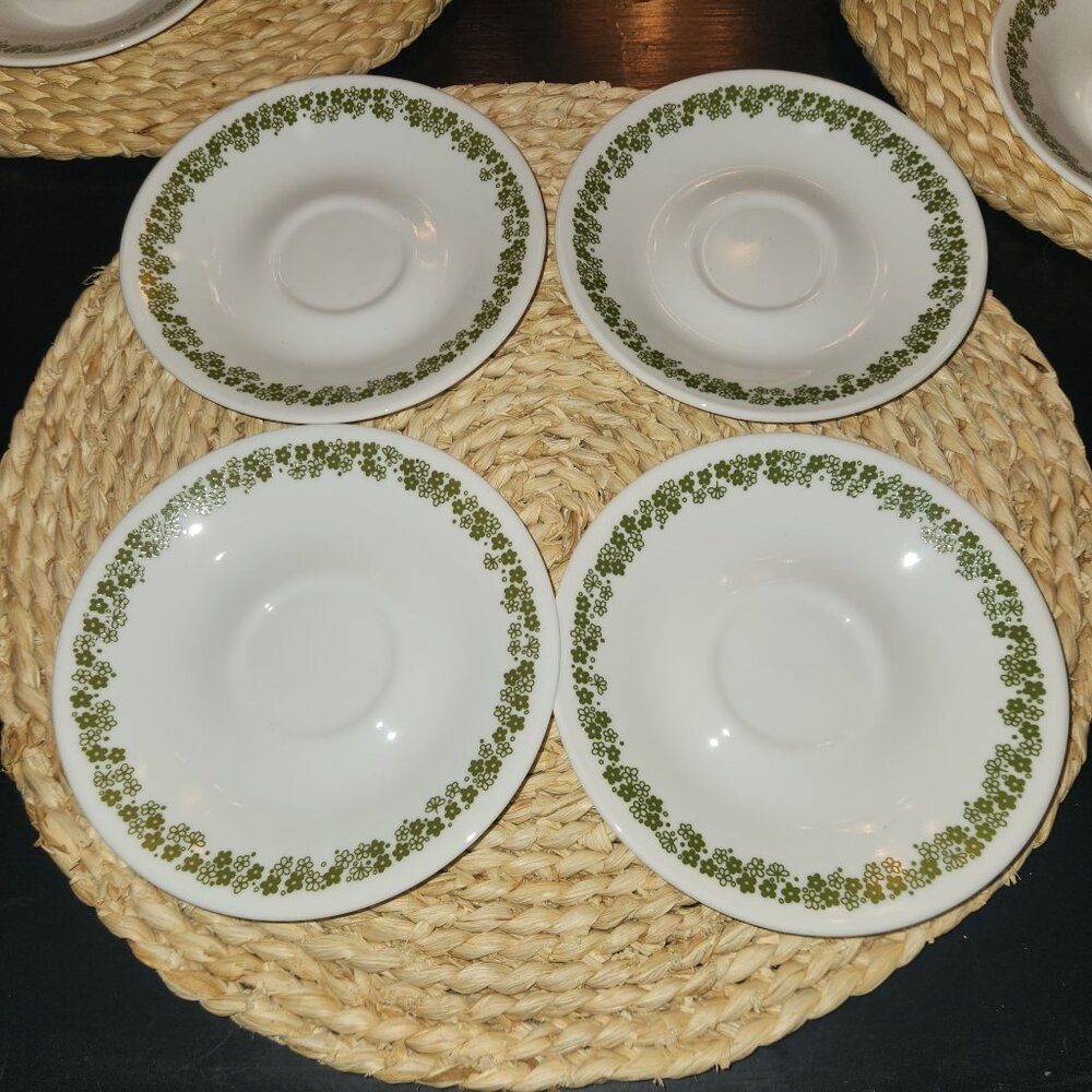 Corelle By Corning Green Floral Saucer Plates Set Of 4 Durable Teacup Saucers